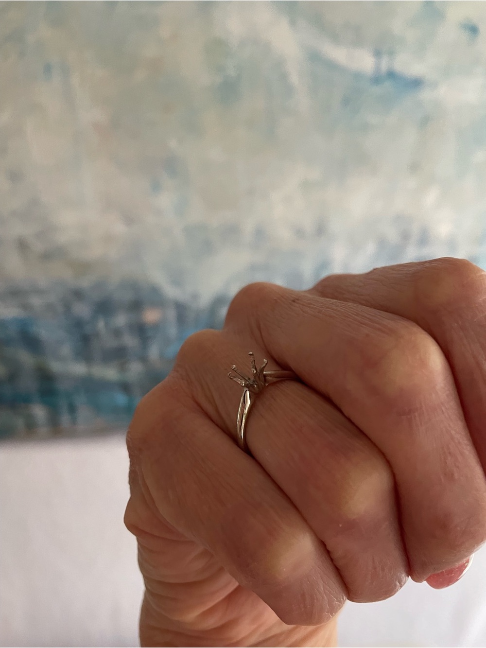 White Gold Solitaire Ring Setting / Ring Blank 6-Prong, Size 5.5 - Picture 5 of 15
